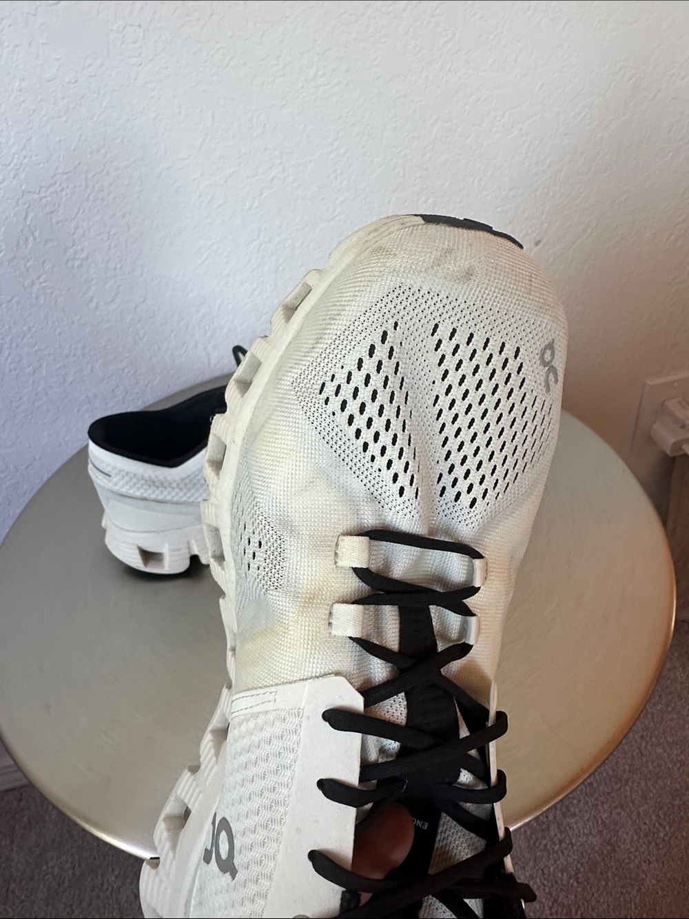 On Cloud Men's Athletic Running Shoes in White/Black - Picture 7 of 11